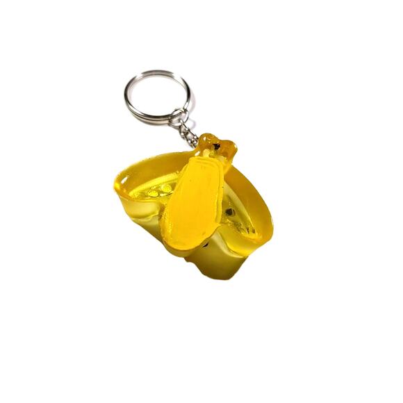 Bee Yellow Hard Plastic Black Silver Rhinestones Keychain Mother Earth - Picture 7 of 7